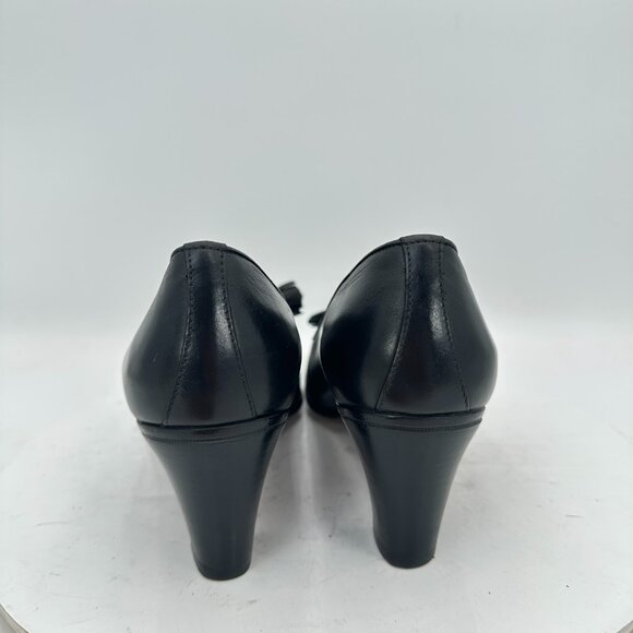 Gravati for Wilkes Bashford Women Size 8.5M Black Leather Tassel Heel shoes - Picture 5 of 12